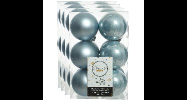 Decoris kerstballen - 48x st - lichtblauw - 6 cm - kunststof - mat/glans - kerstversiering