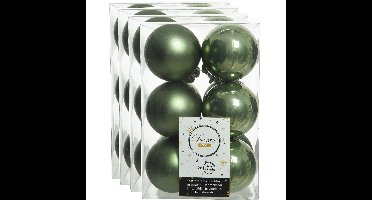 Decoris kerstballen - 48x st - mosgroen - 6 cm - kunststof - mat/glans - kerstversiering