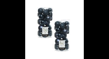 Decoris kerstballen - 60x st - donkerblauw - kunststof - 4/5/6 cm - kerstversiering