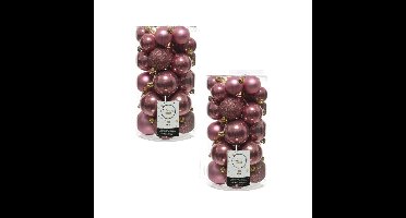 Decoris kerstballen - 60x st - oudroze - 4-5-6 cm - kunststof - kerstversiering