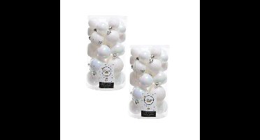 Decoris kerstballen - 60x st - parelmoer wit - 4, 5 en 6 cm - kunststof - kerstversiering