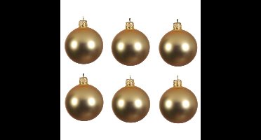 Decoris kerstballen - 6x - goud - 8 cm - glas - mat - velvet - kerstversiering