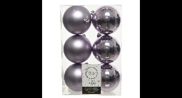 Decoris Kerstballen - 6x st - lila paars - D8 cm - kunststof - kerstversiering