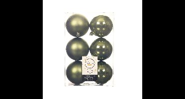 Decoris Kerstballen - 6x st - mosgroen - D8 cm - kunststof - kerstversiering