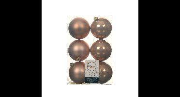 Decoris Kerstballen - 6x st - toffee bruin - D8 cm - kunststof - kerstversiering
