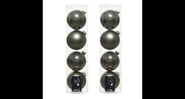 Decoris kerstballen - 8x st - antraciet grijs - D10 cm - glas - kerstversiering