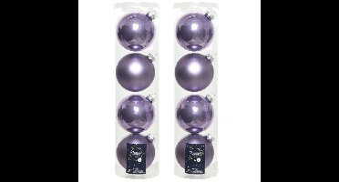 Decoris kerstballen - 8x st - lila paars - D10 cm - glas - kerstversiering