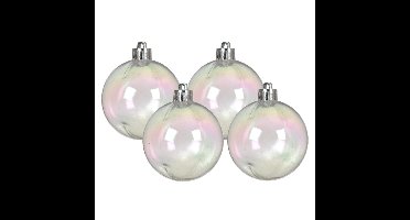 Decoris kerstballen - 8x stuks - 10 cm - transparant parelmoer - kunststof