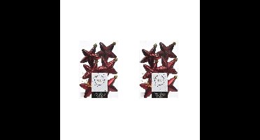 Decoris kersthanger sterren - 12x st - donkerrood - 7 cm - kunststof - kerstornamenten