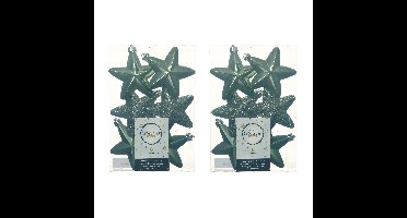 Decoris kersthanger sterren - 12x st - mosgroen - 7 cm - kunststof - kerstornamenten