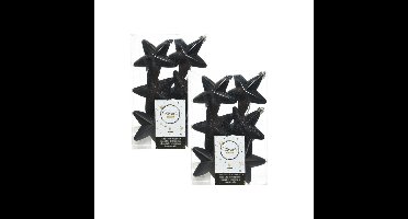 Decoris kersthanger sterren - 12x st - zwart - 7 cm - kunststof - kerstornamenten