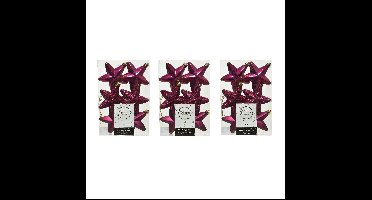 Decoris kersthanger sterren - 18x st - framboos roze - 7 cm - kunststof - kerstornamenten