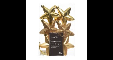 Decoris kersthanger sterren - 6x st - goud - 7 cm - kunststof - kerstornamenten