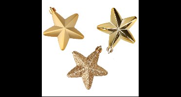 Decoris kersthanger sterren - 6x st - goud - 7 cm - kunststof - kerstornamenten
