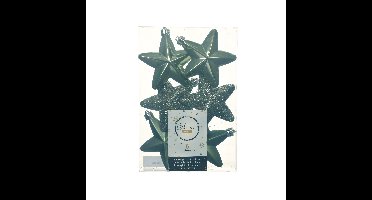 Decoris kersthanger sterren - 6x st - mosgroen - 7 cm - kunststof - kerstornamenten