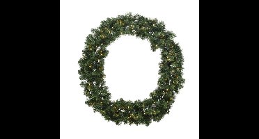 Decoris Kerstkrans - groen - warm wit - met timer - 50 cm