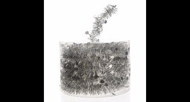 Decoris Kerstslinger - guirlande - met sterren - zilver - glanzende lametta - 700 cm