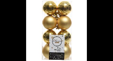 Decoris kleine kerstballen - 16x st - goud - 4 cm - kunststof - onbreekbare kerstballen