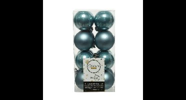 Decoris kleine kerstballen - 16x st - ijsblauw - 4 cm - kunststof - onbreekbare kerstballen