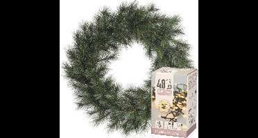 Decoris Malmo - Kerstkrans 50 cm - verlichting warm wit