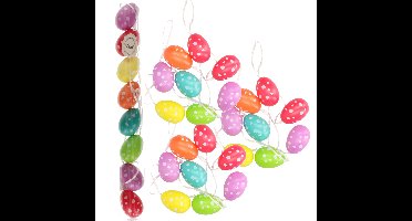 Decoris Paas decoratie paaseieren - 32x stuks - gekleurd met stippen - 5 cm - versiering
