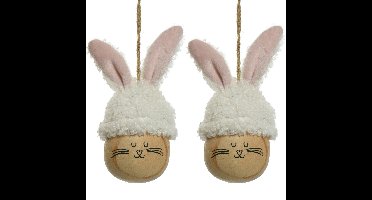 Decoris Paasei - 2x - 12 cm - kunststof - paashaas - paasversiering - pasen