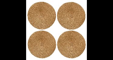 Decoris placemat - 4x - goud - D38 cm - kunststof - rond - tafel onderleggers - placemats