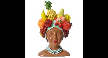 Decoris Plantenpot/bloempot - Polyresin - fruit - vrouw - D13 x H23 cm