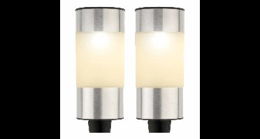 Decoris solar prikspot - 8x - zilver - 14 cm - tuinverlichting