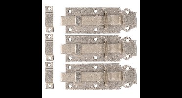 Deltafix schuifslot/hangslotschuif - 3x - 12 x 4.5cm - RVS - deur - schutting - hek