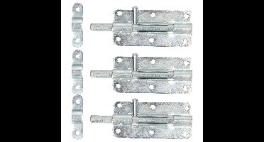 Deltafix schuifslot/plaatgrendel - 3x - 10 x 5cm - verzinkt staal - deur - schutting - hek