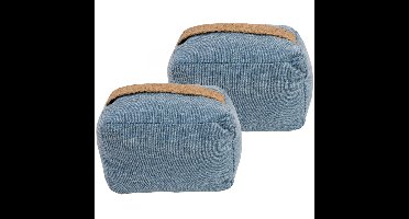 Deurstopper - 2x - 0.22 kg - denim blauw - oppak lus - 15 x 10 cm
