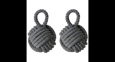 Deurstopper - 2x - 1.2 kilo - grijs - jute - 23 x 15 cm