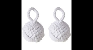 Deurstopper - 2x - 1.2 kilo - wit - jute - 23 x 15 cm