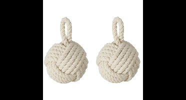Deurstopper - 2x - 1.5 kilo - creme wit - jute - 23 x 15 cm
