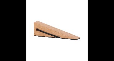 Deurstopper/deurwig - beukenhout/rubber - anti-slip - beige - 12 x 3 x 4 cm