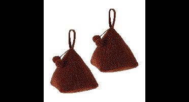 Deurstopper Teddy - 2x - bordeaux rood - 17x17x16 cm - polyester - piramide vorm - met verplaats lus