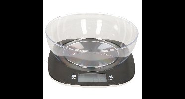 Digitale keukenweegschaal met kom van kunststof zwart max 5 kilo