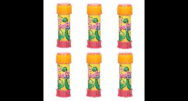 Dinosaurus bellenblaas flesjes - 6x - met bal spelletje in dop - 60 ml - voor kinderen
