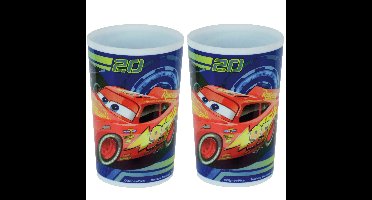Disney Cars beker - 2x - 220 ml - kunststof - drinkbeker - kinderbeker