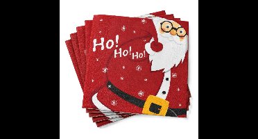 Duni Kerst thema servetten - 60x - kerstman - Ho Ho Ho - 33 x 33 cm - 3 laags - kerstservetten