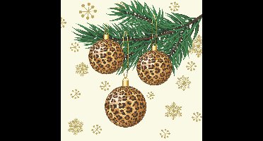 Duni Kerstservetten - 20x - kerstballen - dierenprint - 33 x 33 cm - 3 laags