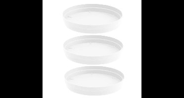 EDA Bloempot onderschaal Toscane - 3x stuks - kunststof - wit - D35 cm - opvangschalen