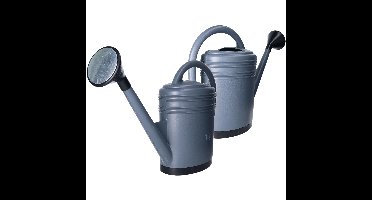 EDA Gieter - 2x stuks - grijs - kunststof - metalen broeskop - 15 liter