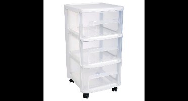 Eda Ladenkast organizer - wit - A4 - 3 lades - met wieltjes - L32 x B37 x H61 cm - Ladenblokken