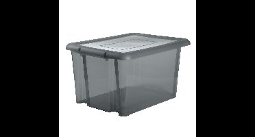 EDA Opbergbox 80L - grijs - stapelbaar - L56 x B50 x H36 cm - kunststof - Bak/doos met deksel