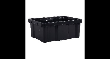 EDA opbergbox/opbergkrat 20 L - zwart - kunststof - L43 x B34 x H17 cm - stapelbaar/nestbaar