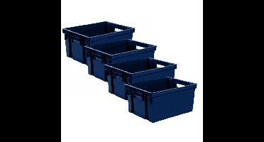 EDA Opbergkrat stapelbaar - 10x - kunststof - 10 Liter - L32 x B26 x H18 cm - blauw