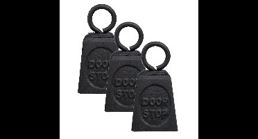 Esschert Design Deurstopper gewicht gietijzer - 3x stuks - zwart - 13 x 7 cm - Deurstop/deurvastzett