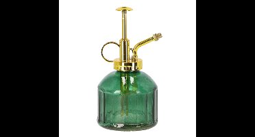 Esschert Design plantenspuit/vernevelaar - glas - smaragdgroen/goud - 15.5 cm